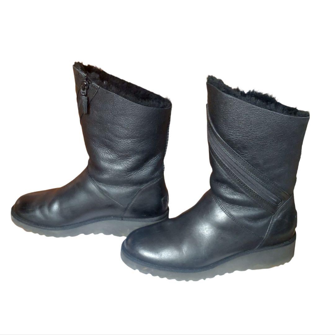 ☆美品☆アグ　ロルナ ムートンブーツ　サイズ6 23cm　黒　表革