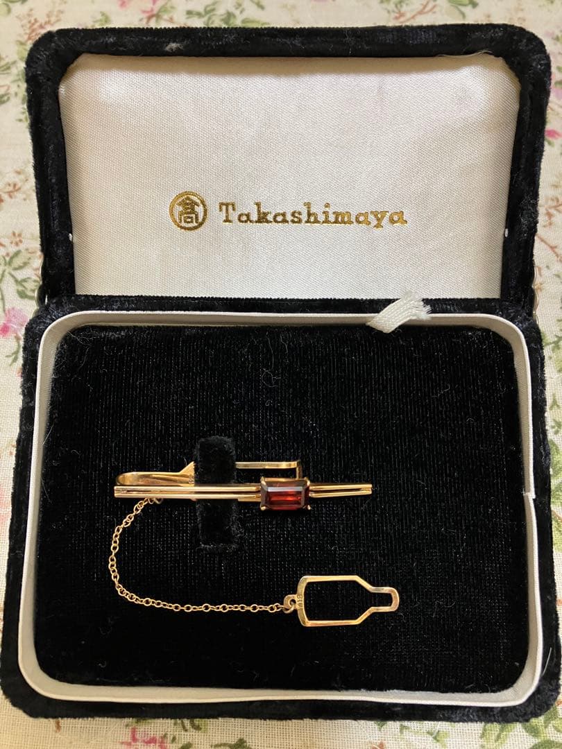 K18 ゴールドネクタイピン ゴールド サンイーグルボトル型チェーン　ルビー