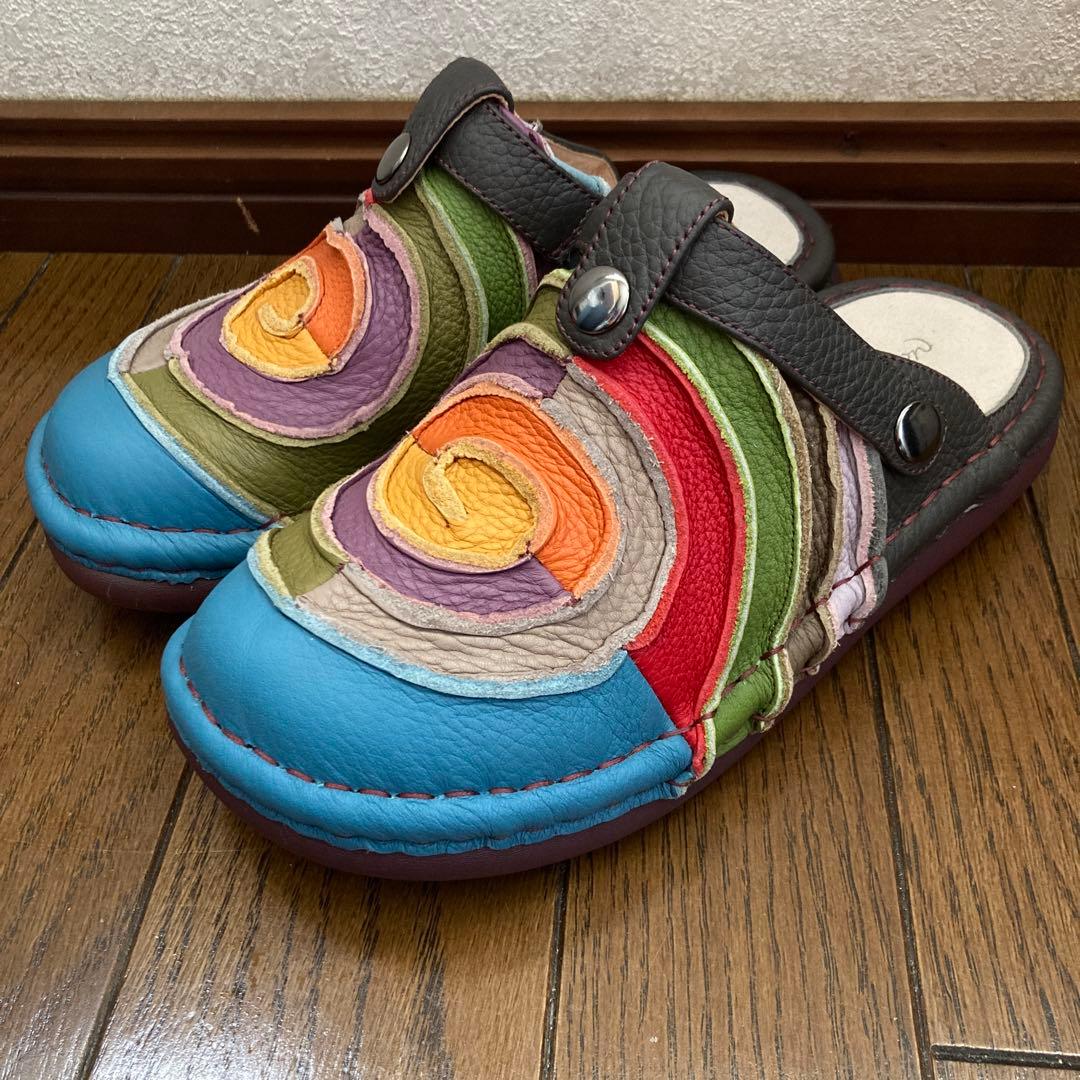 Estacion　エスタシオン　本革うずまき2wayサボシューズ　レザー　L