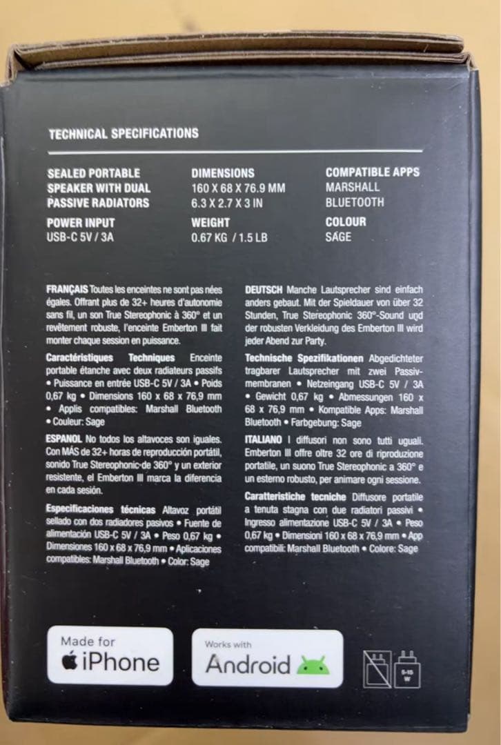 EMBERTON III Bluetoothスピーカー マーシャル エンバートン