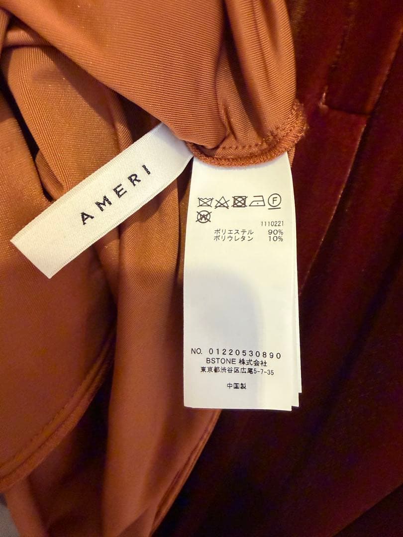 Ameri 2WAY CURVE VELOURS DRESS テラコッタ　S