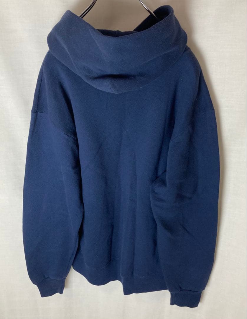 希少古着USA製バーガーキングビッグプリントネイビースウェットパーカーゆったり