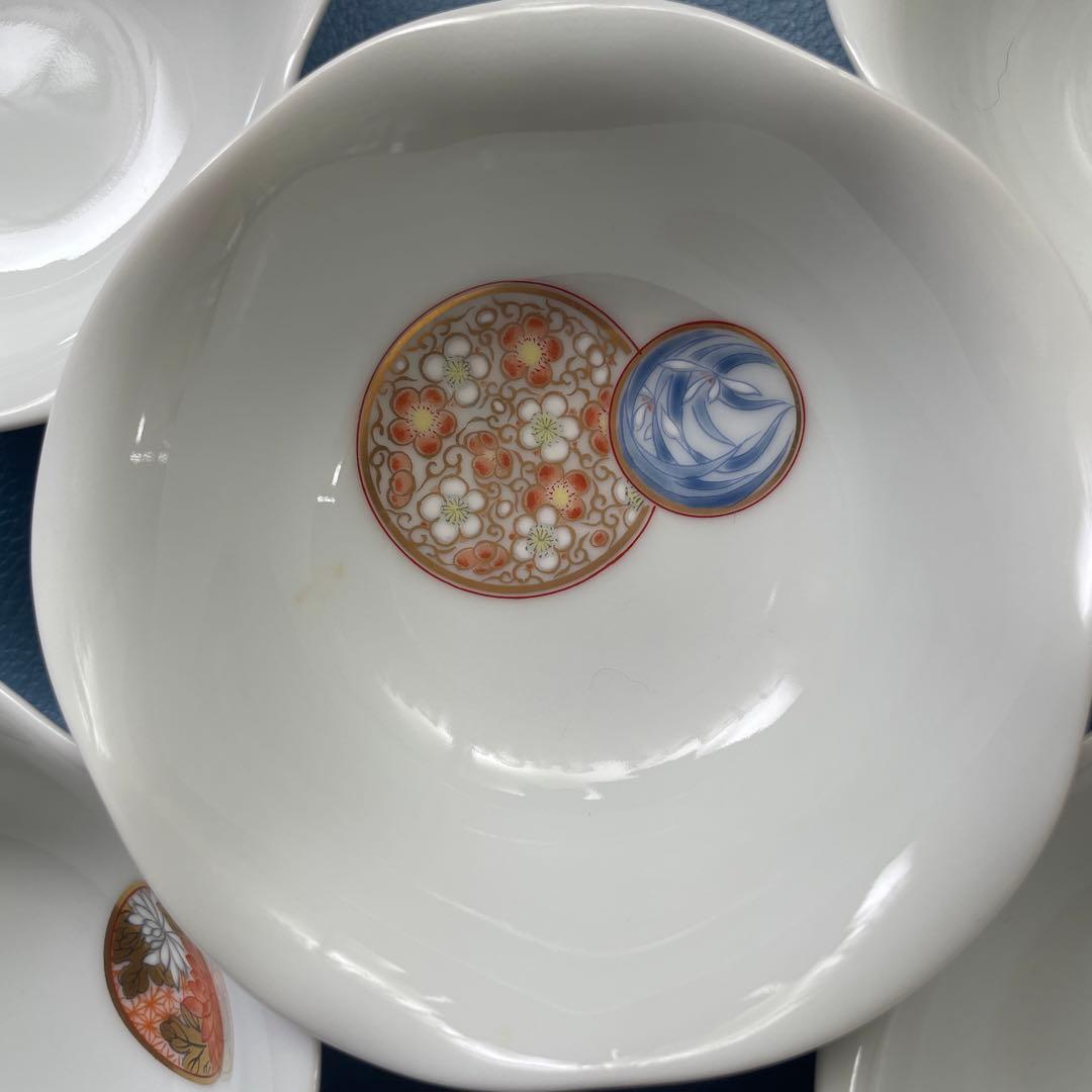 オールド香蘭社 花瓶　老松　手描き+深川製磁　寿赤絵　小鉢五脚