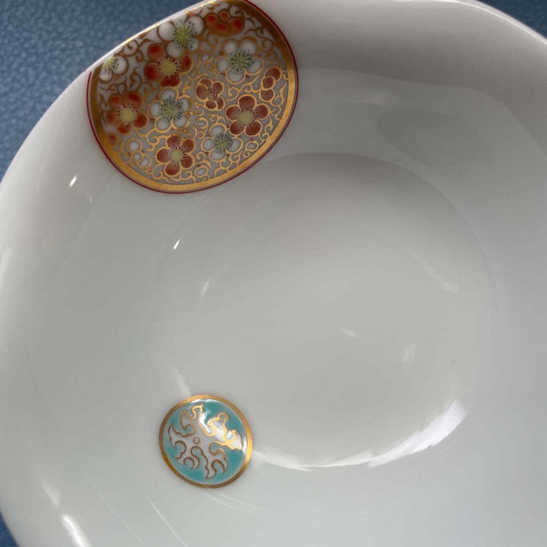 オールド香蘭社 花瓶　老松　手描き+深川製磁　寿赤絵　小鉢五脚