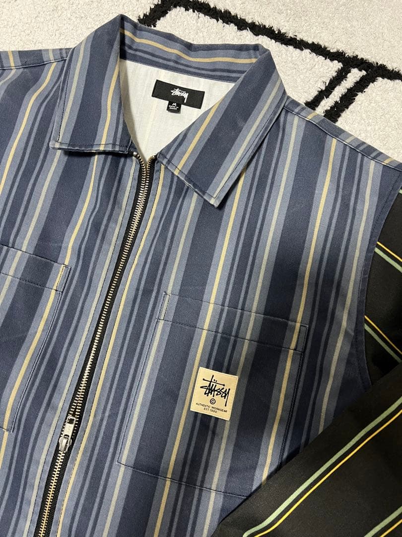 Stussy ストライプ ジップアップベスト