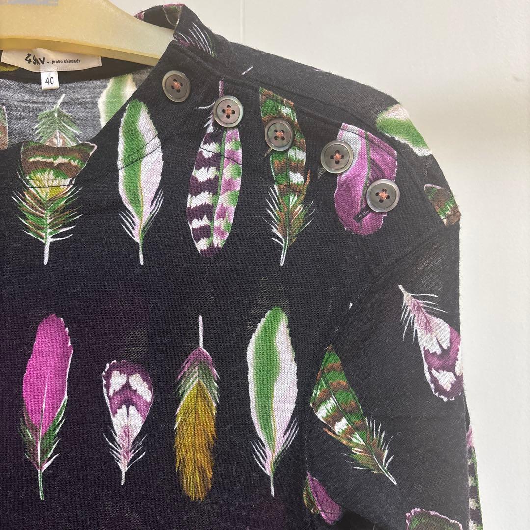 49AV.JUNKO SHIMADA フェザー柄ウール素材の長袖ワンピース