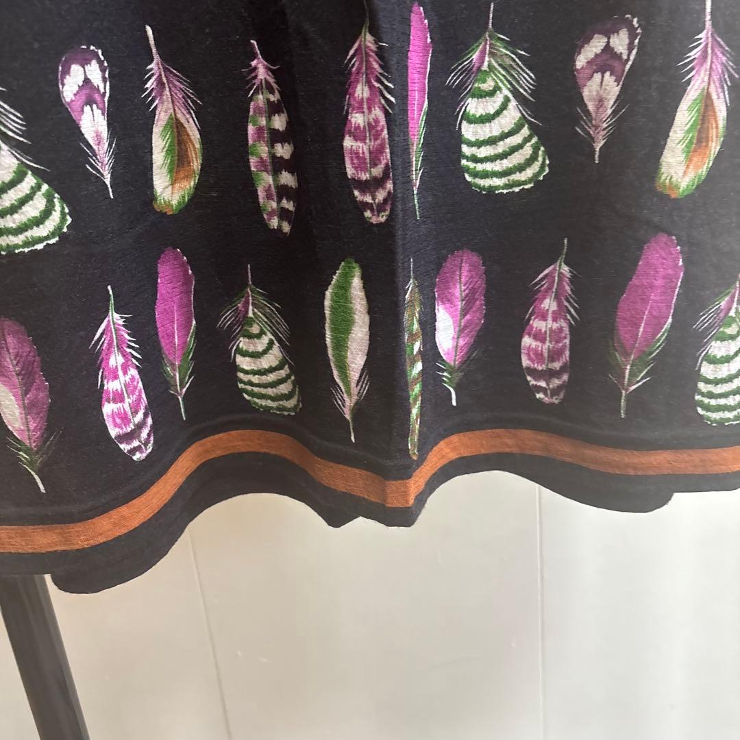 49AV.JUNKO SHIMADA フェザー柄ウール素材の長袖ワンピース