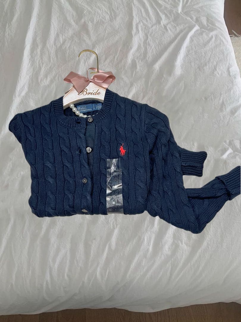 セールPOLOポロラルフローレンケーブル カーディガンニットセーターネイビー