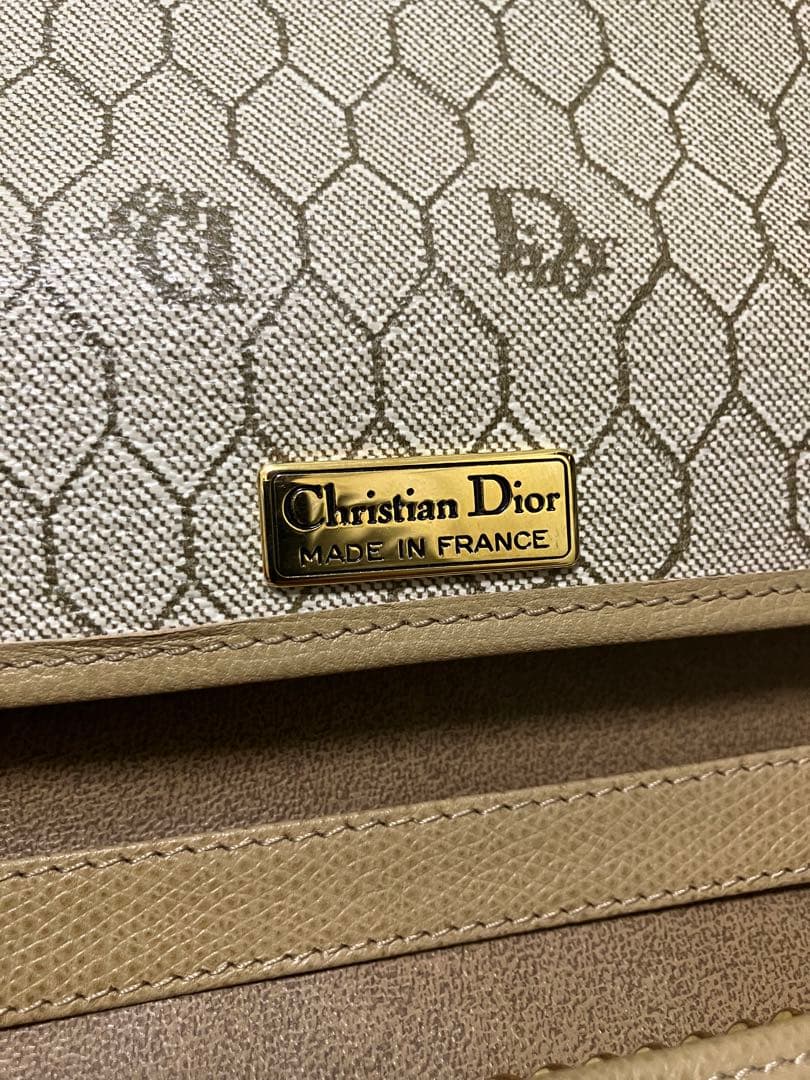 Christian Diorパーティバッグ ベージュ ビンテージ 総柄 チェーン