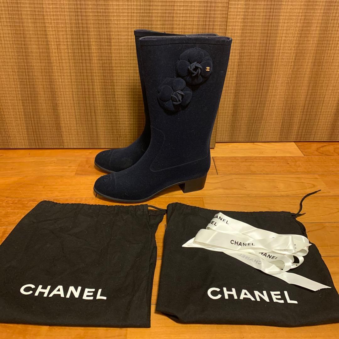 CHANEL ネイビー レインブーツ　サイズ40