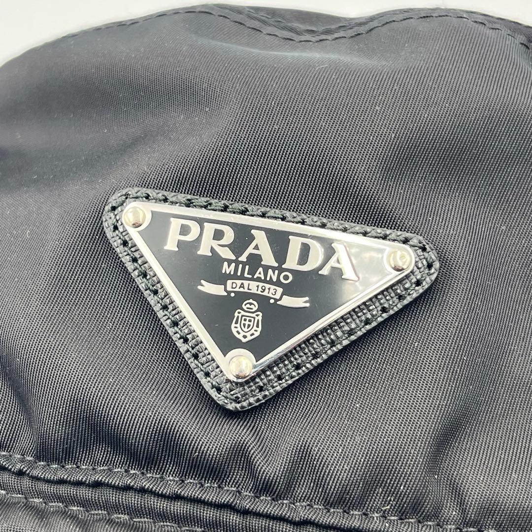 【美品】PRADA バケットハット　三角ロゴ　M 56cm ナイロン　正規品