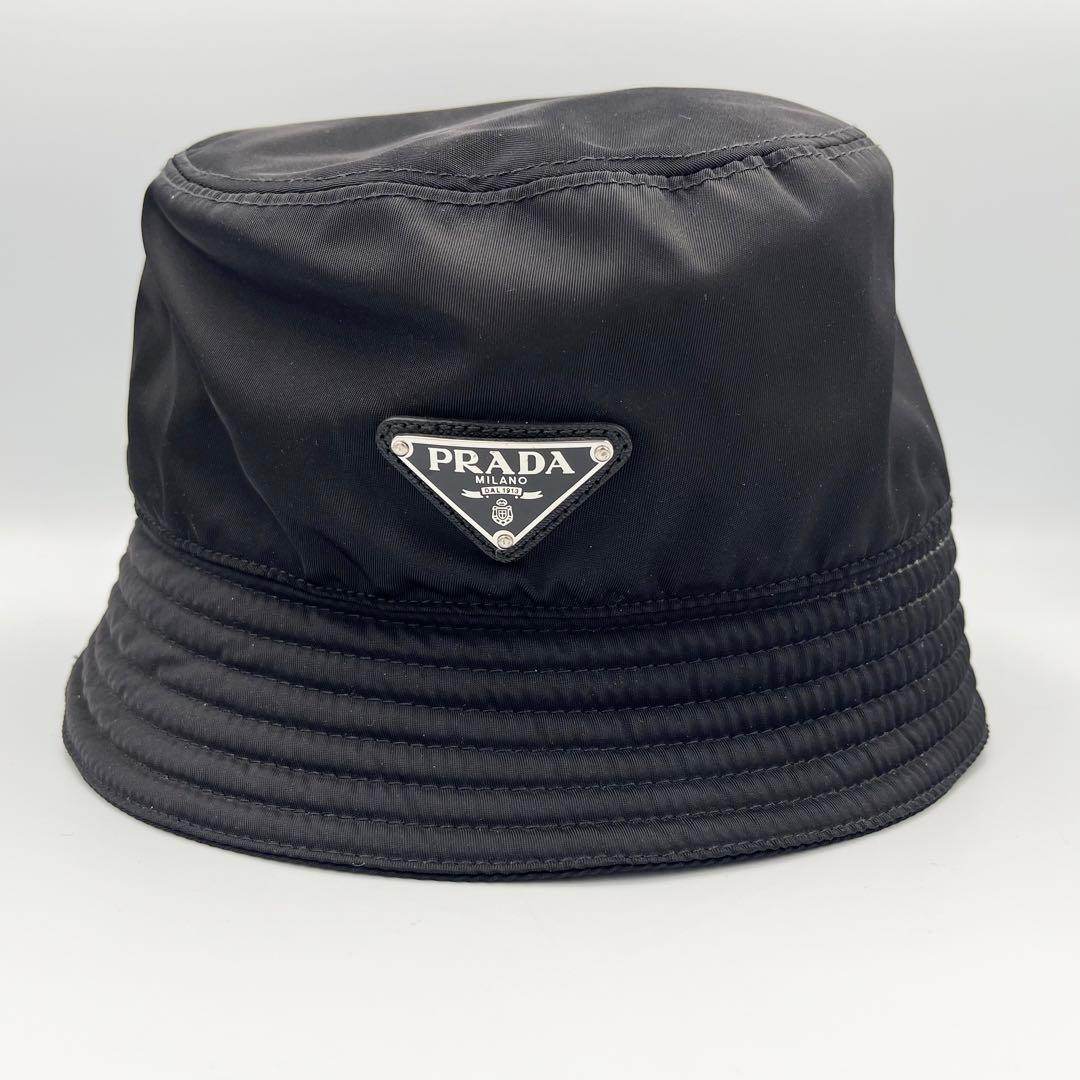 【美品】PRADA バケットハット　三角ロゴ　M 56cm ナイロン　正規品