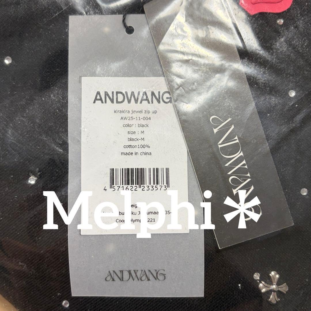 ANDWANG Kirakira jewel zip up M ブラック 新品