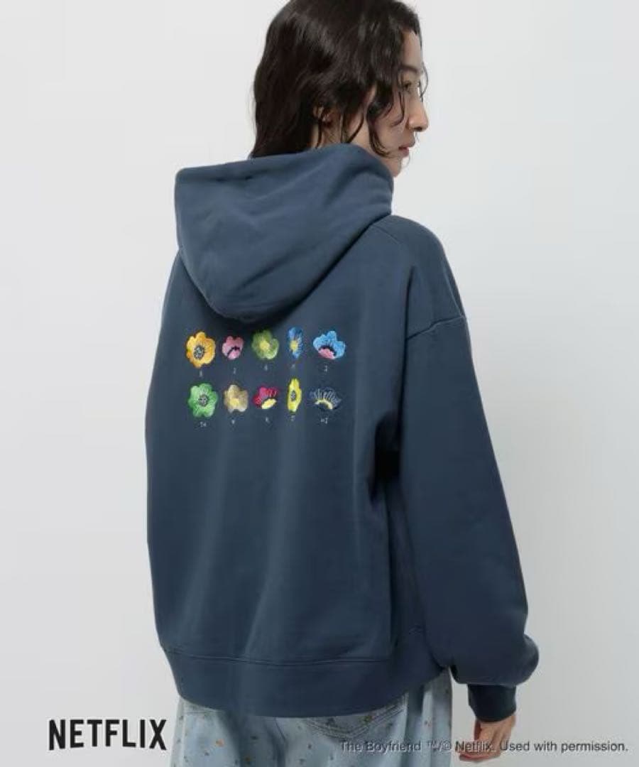 ボーイフレンド × ニコアンド【コラボ フーディー 】ネイビーL