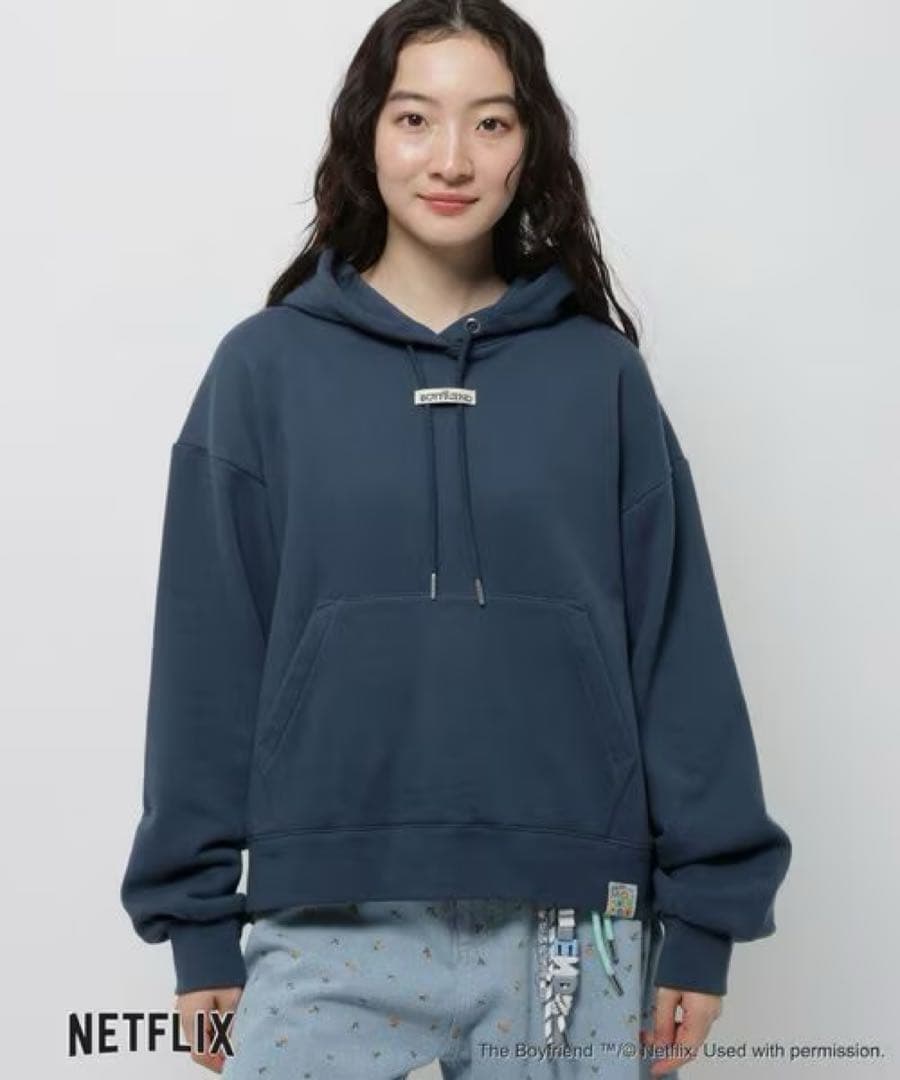 ボーイフレンド × ニコアンド【コラボ フーディー 】ネイビーL