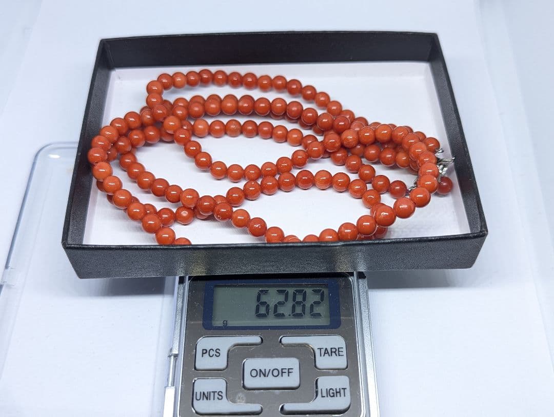 赤珊瑚　2連 ネックレス　SILVER