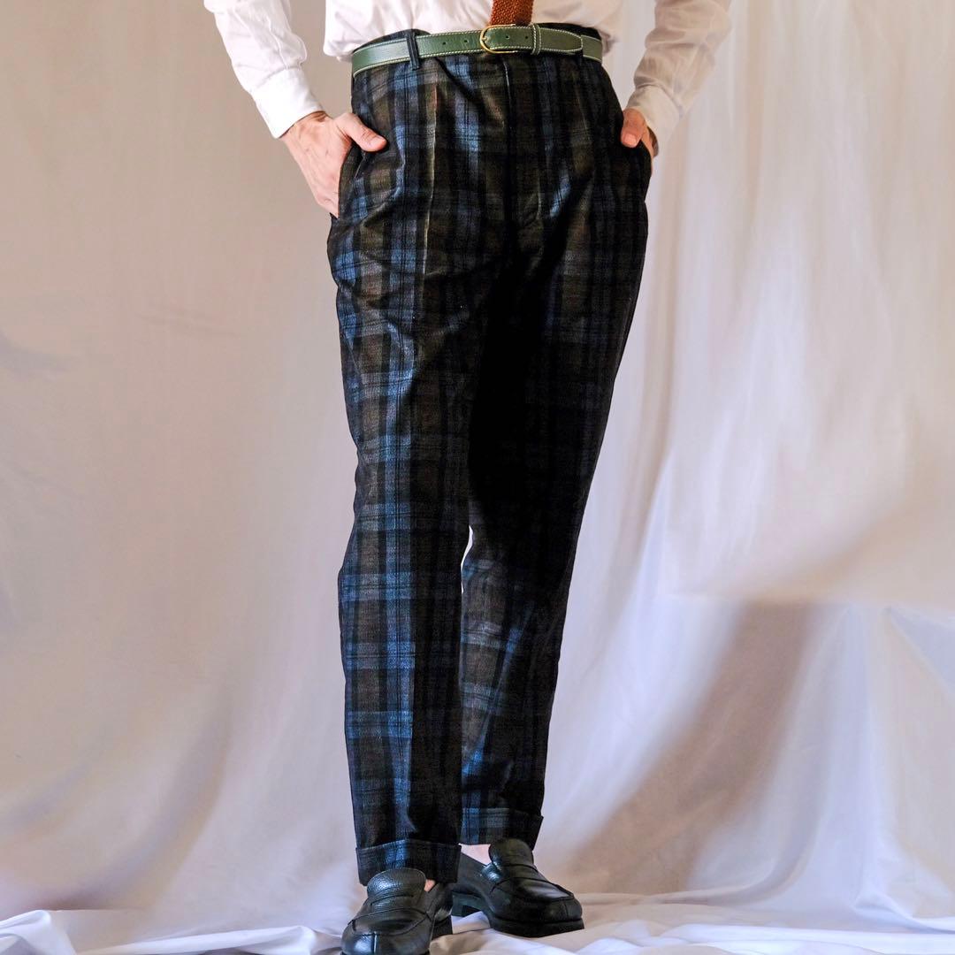 美品BERNARD ZINSコーデュロイチェックパンツSPENDER 44