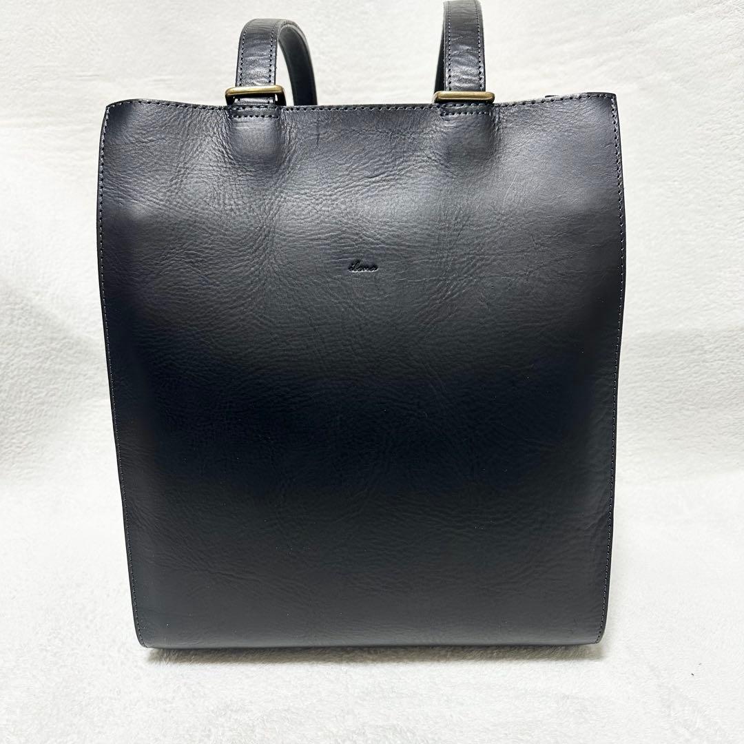 ibona イボーナ リュック スライン バックパック 黒 レザー 本革 A4可