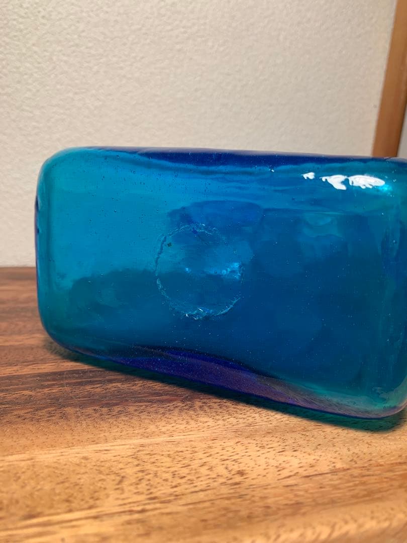 倉敷ガラス 小谷眞三 両耳付花瓶 民藝 小谷ブルー