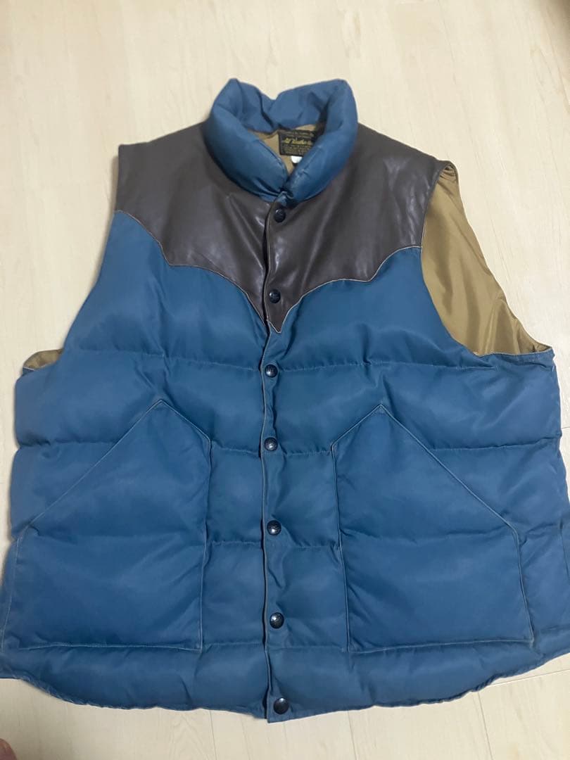 RRI ダウンベスト・キルティングベスト 青 レザー