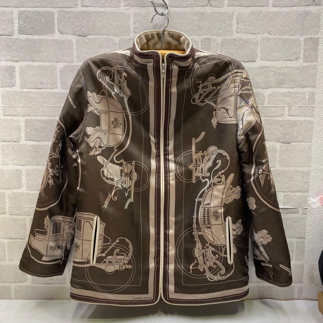 エルメス シルクブルゾン マルジェラ期 総柄 馬車 リバーシブル ハーフコート