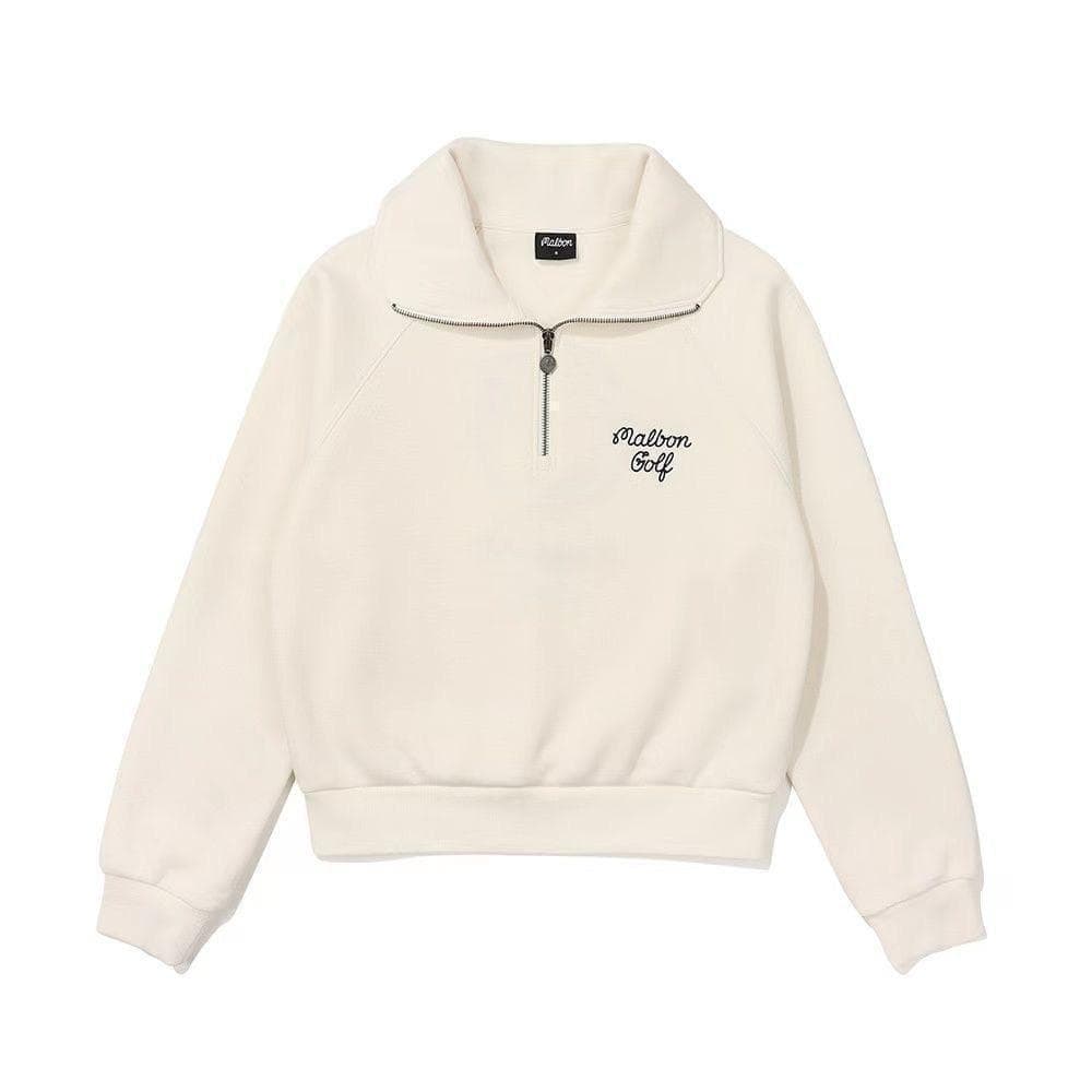 マルボンゴルフ ハーフジップ Malbon Golf 長袖 シャツ クリーム色M