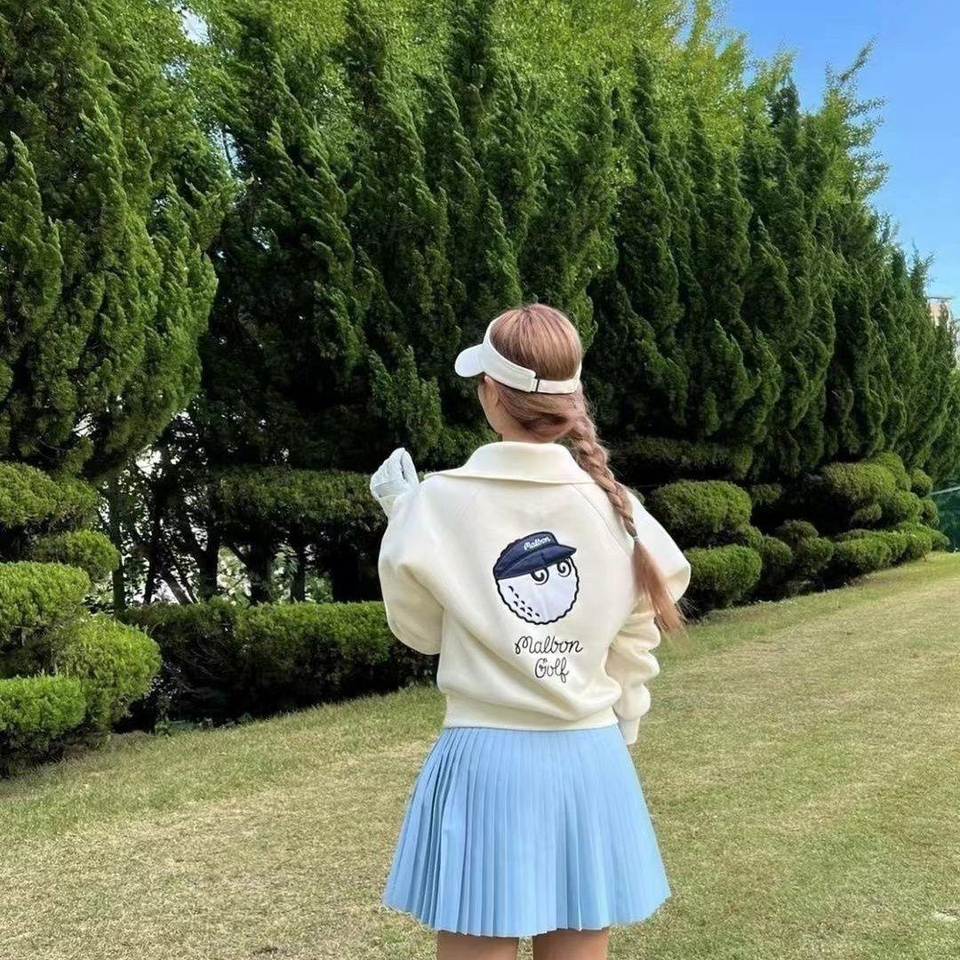 マルボンゴルフ ハーフジップ Malbon Golf 長袖 シャツ クリーム色M