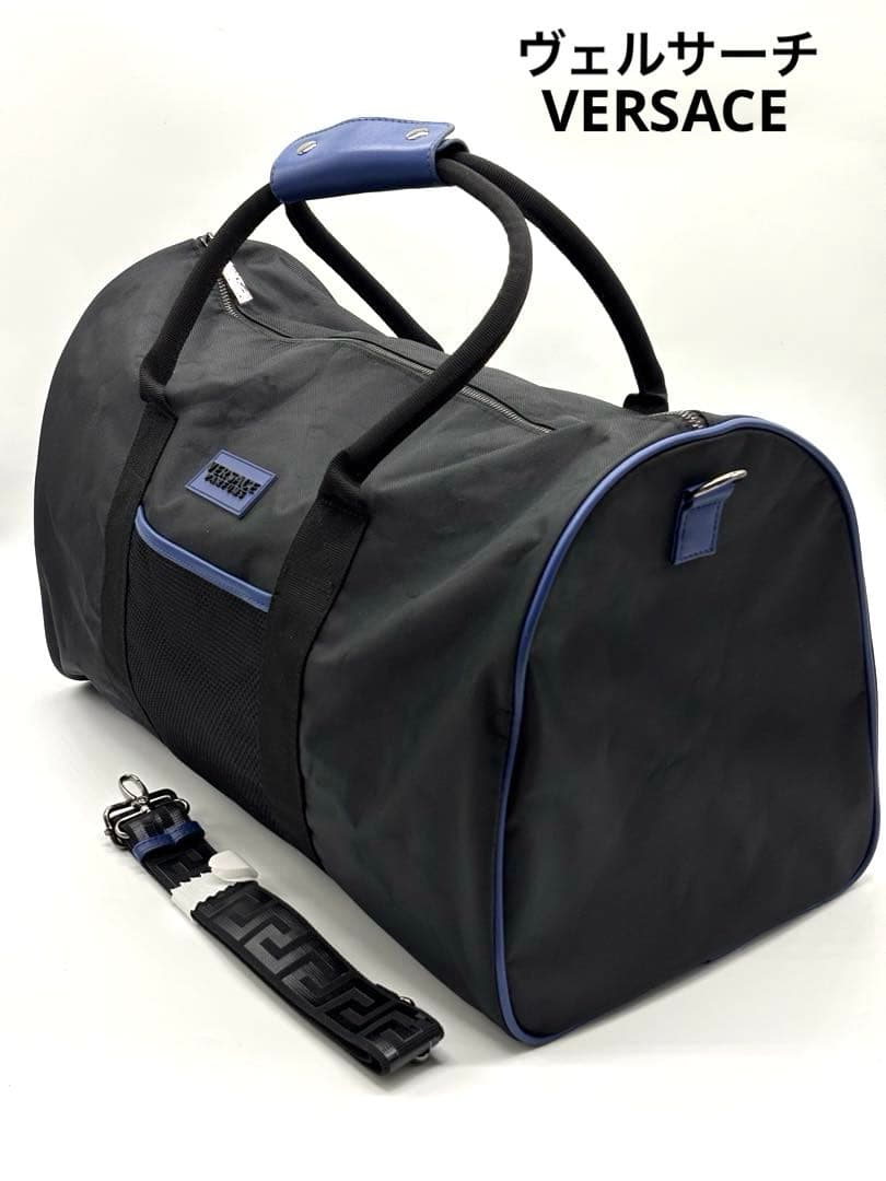 【未使用級】ヴェルサーチ ボストンバッグ 黒 旅行用カバン 2way ショルダー