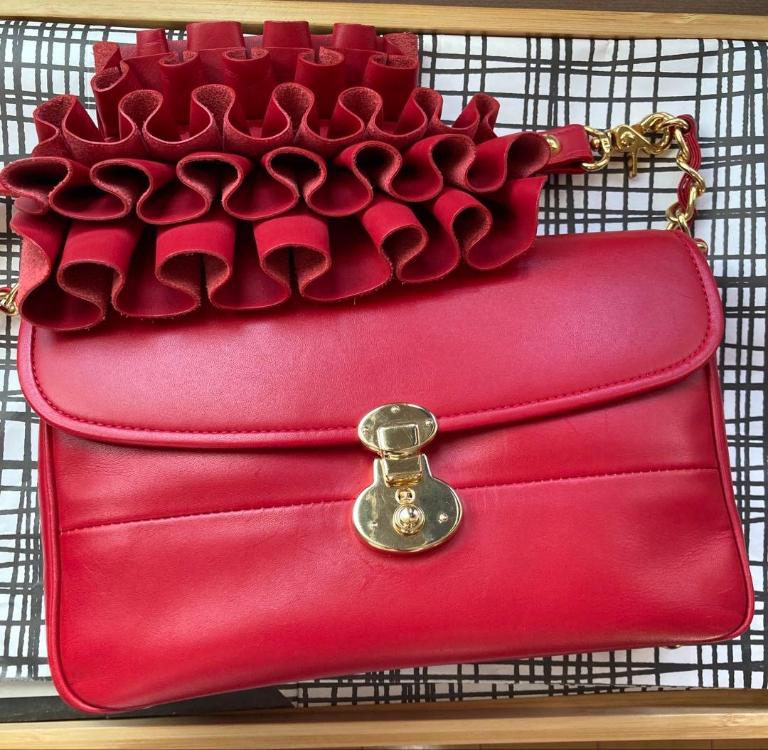 トルトアーゴ　3way フリル　バッグ　ポシェット　ショルダー　赤