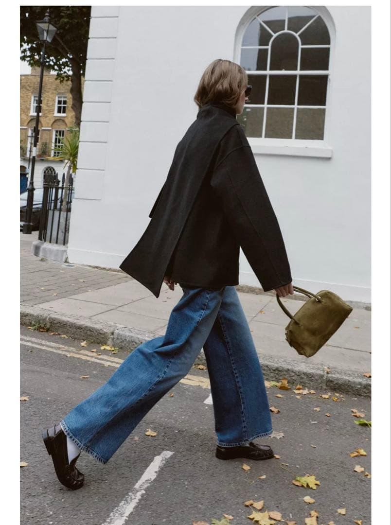 完売品⭐︎ZARA ウール ショートスカーフコート L ブラック 今期新作