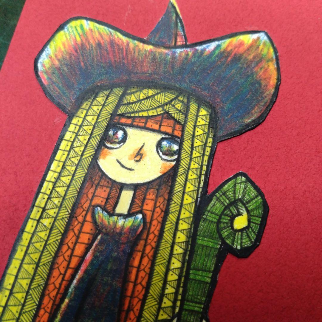 【ザビちゃん】【原画肉筆】魔女ちゃん&黒猫にゃん師匠(２枚組)