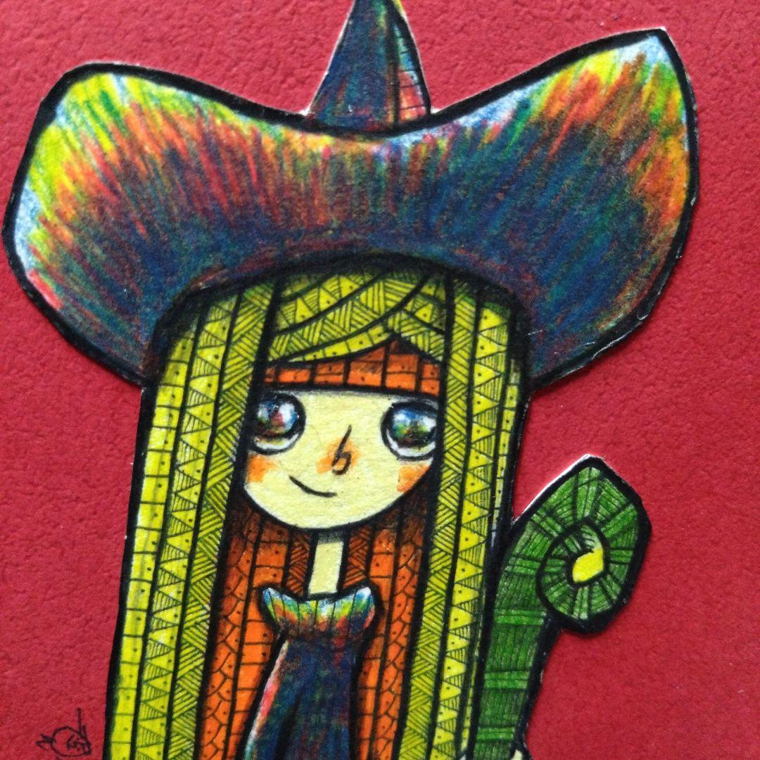 【ザビちゃん】【原画肉筆】魔女ちゃん&黒猫にゃん師匠(２枚組)