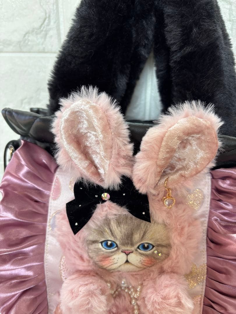 あ*こ様 コヤンイサムチョン　丸底巾着ファーバッグ　ルミちゃん　ピンクうさちゃん