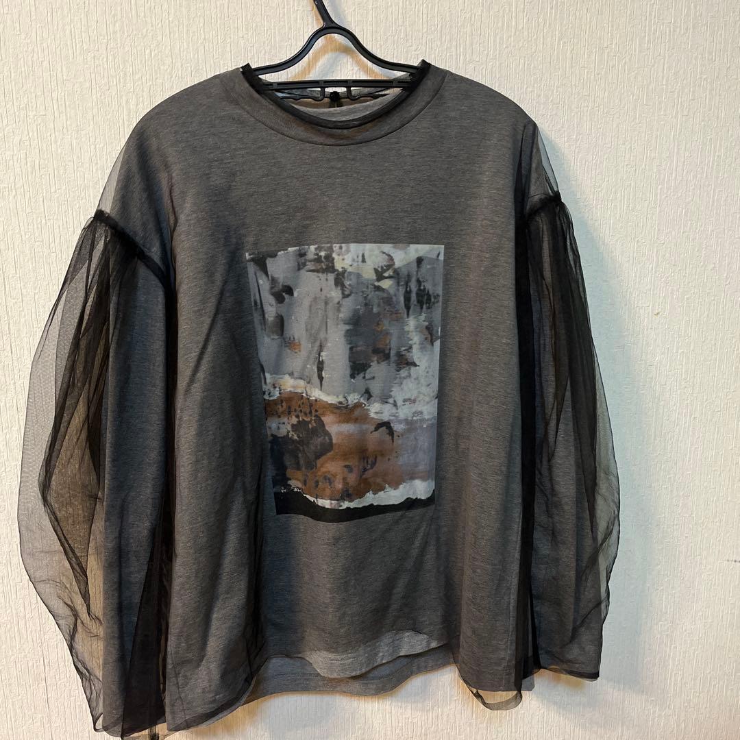 LOHEN チュールレイヤードジオメトリープリントTシャツ　訳あり