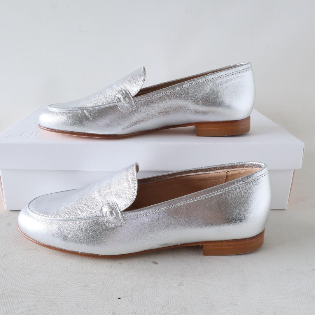 極美品　ルカグロッシ　シルバーローファー/スリッポン　36/23cm