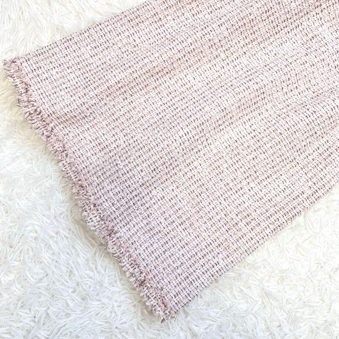 ルネ TISSU社製 ツイードワンピース パール 半袖 ピンク 38