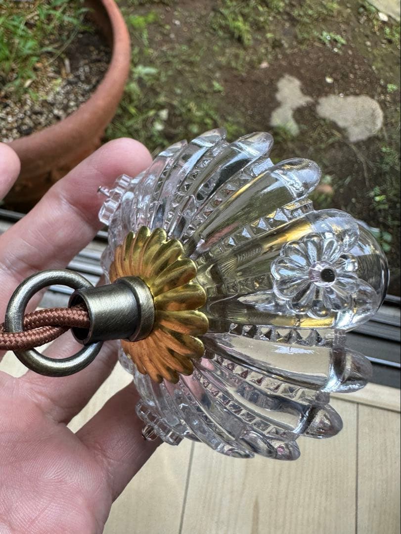 フランス アンティーク ピンクムラーノガラスの小さな可愛らしいミニシャンデリア＊