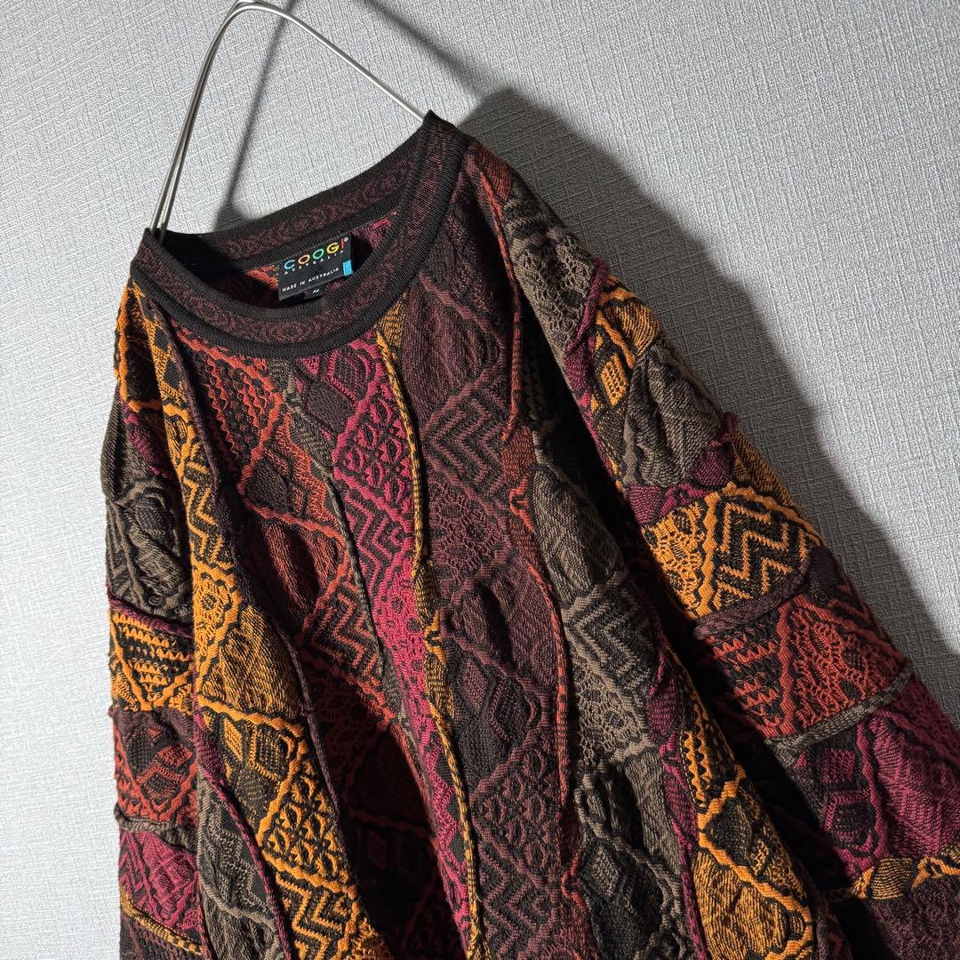 雰囲気抜群★COOGI クージー ケーブルニット 立体編み 凸凹 ウール M