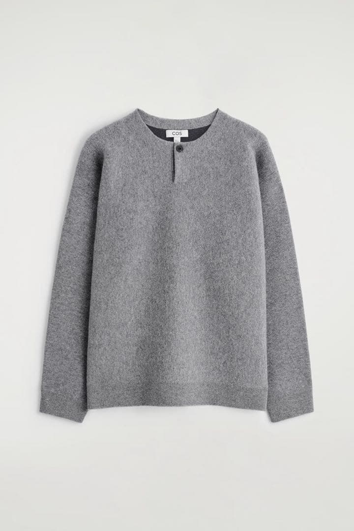 COS ダブルフェイスメリノウールヘンリーニット