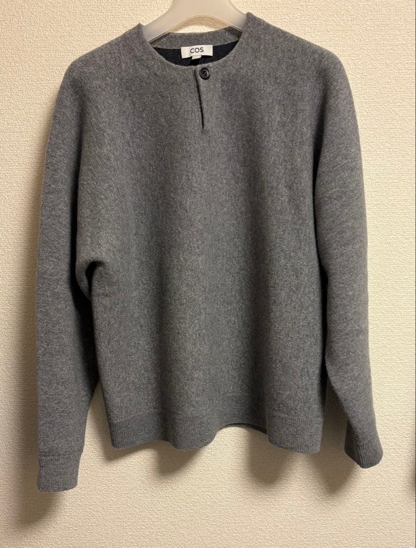 COS ダブルフェイスメリノウールヘンリーニット