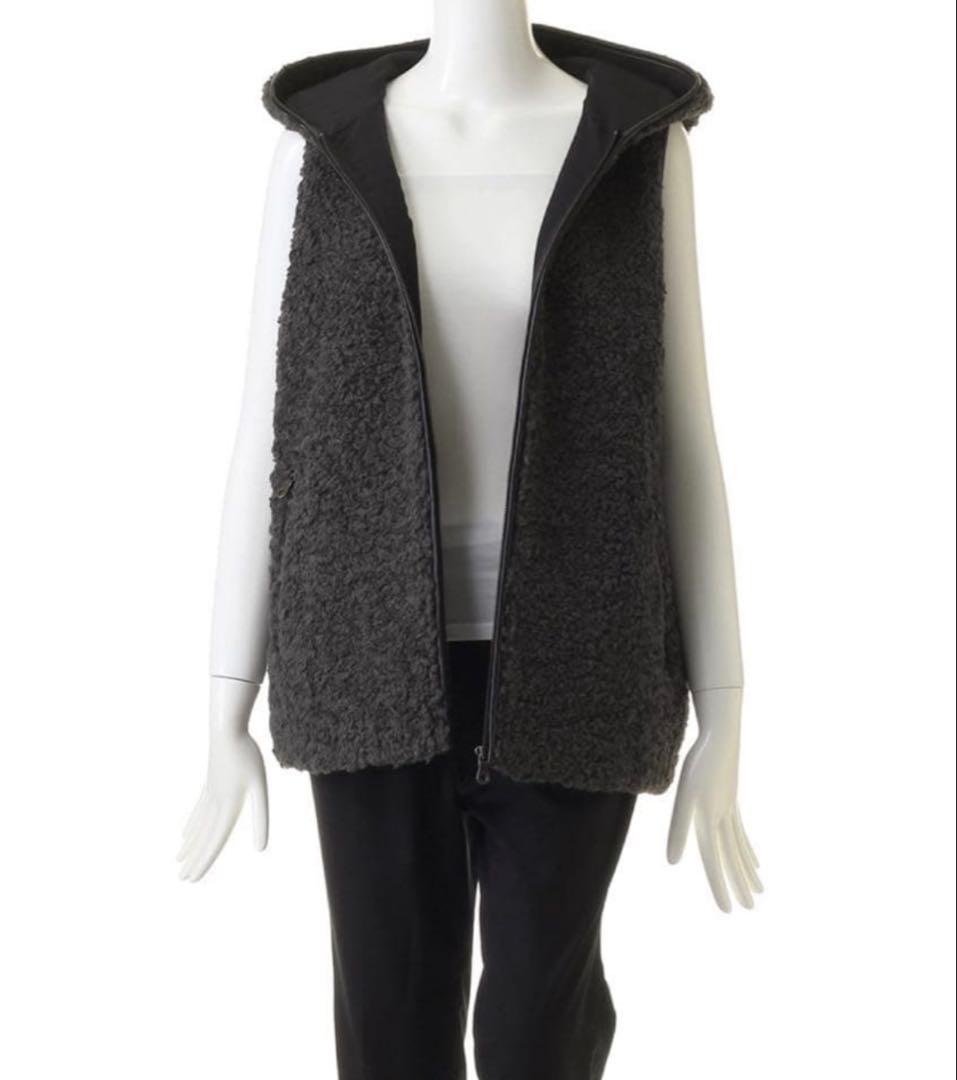 three dots スリードッツ プードルボア フーディベスト