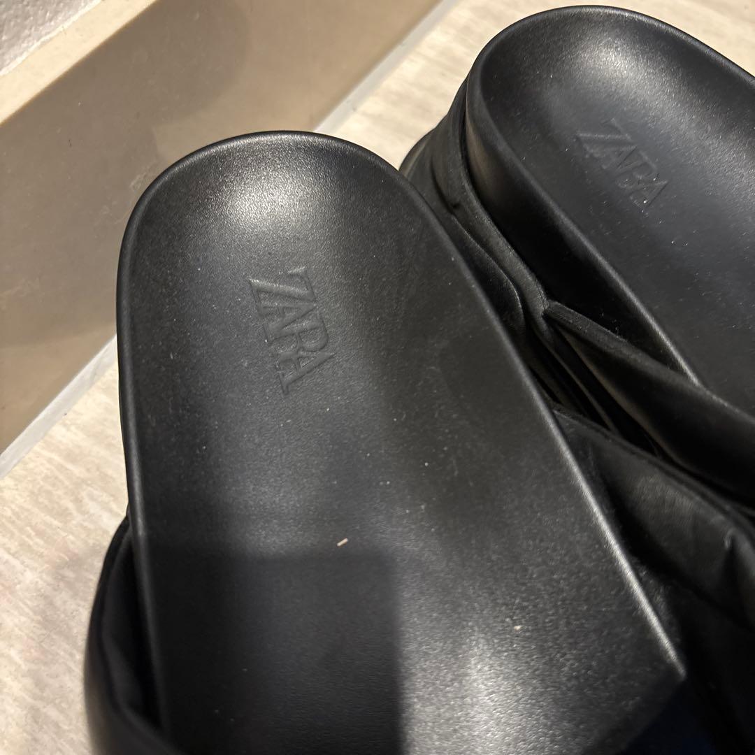 ZARA ザラ トングサンダル 40 ビブラムソール ブラック 厚底