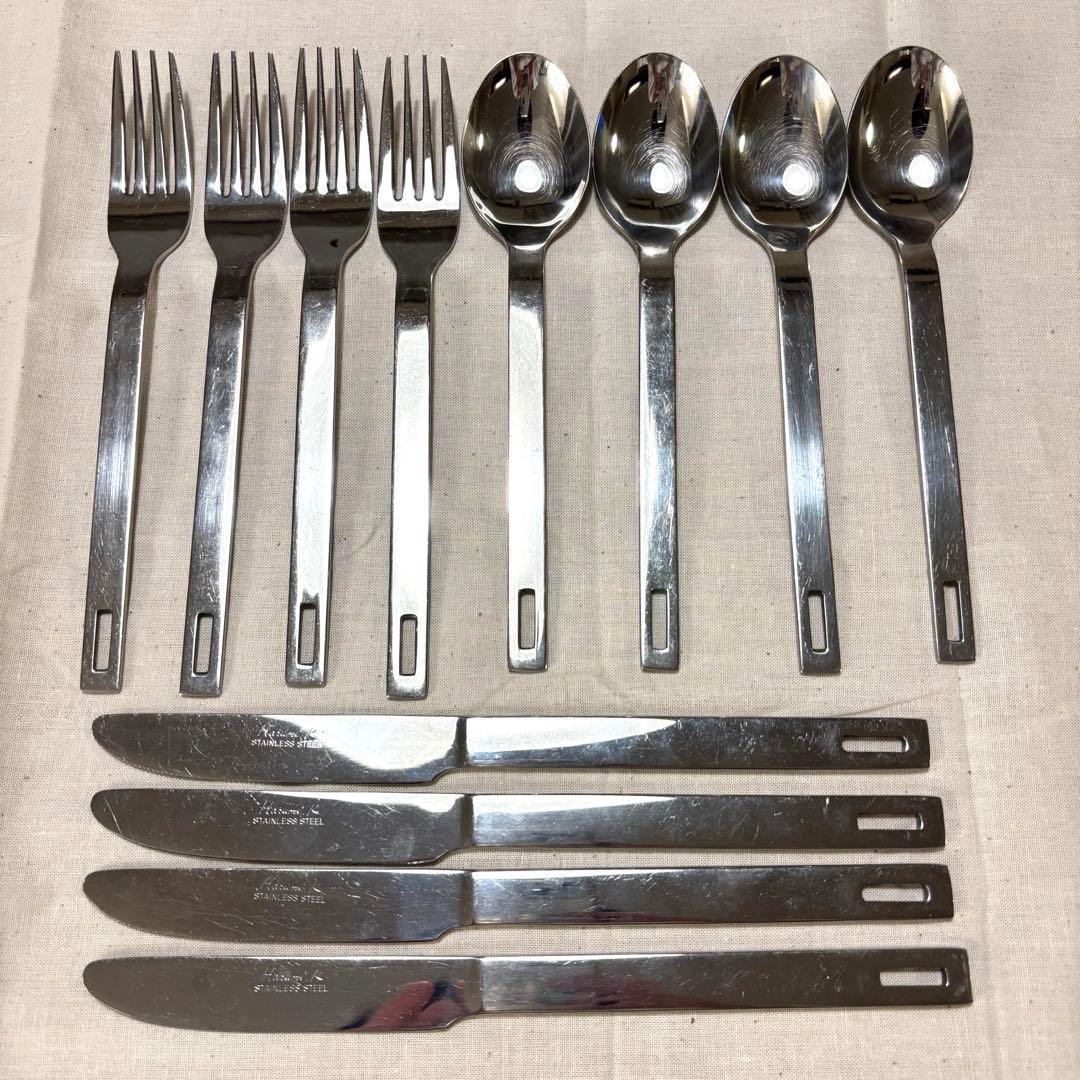 栗原はるみ カトラリー 28本セット スタンド・ガラス瓶付き ステンレス