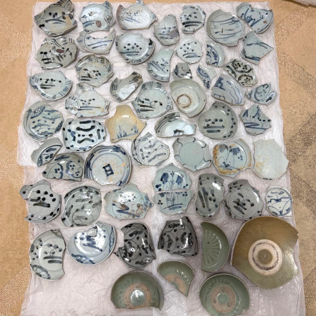 【イ】〜【ヨ】 初期伊万里 陶片55点 掛の谷窯 まとめ売り 古伊万里 古唐津