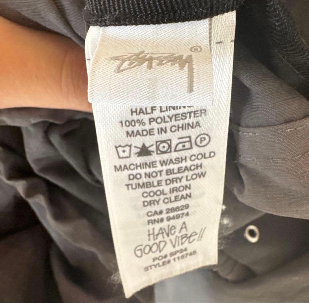 STUSSY フード付きナイロンジャケット Sサイズ ブラック　【即日発送】