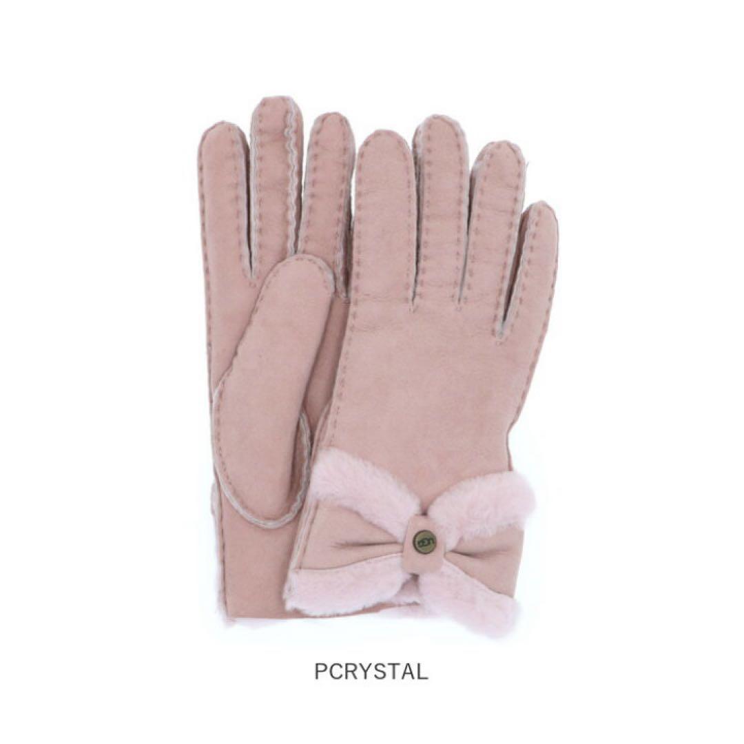 UGG シープスキン ターン ボウ グローブ 手袋　ピンク Mサイズ