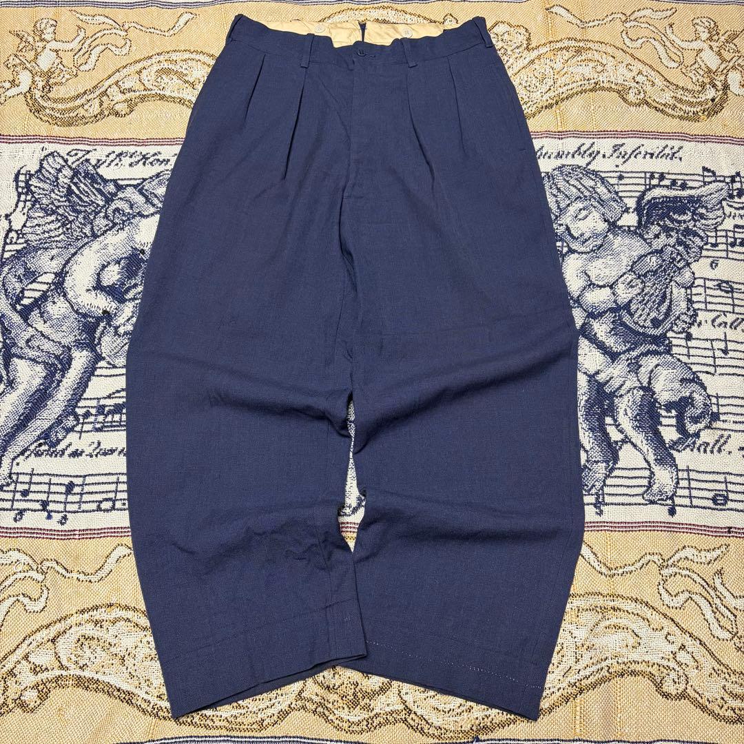 50s 60s 極太 wool slacks ネイビー ギャバジン ギャバスラ