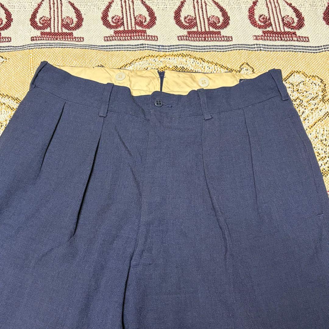 50s 60s 極太 wool slacks ネイビー ギャバジン ギャバスラ