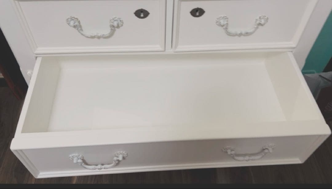 アンティーク調鍵付きチェスト/ホワイト/萩原株式会社/RCH-1581