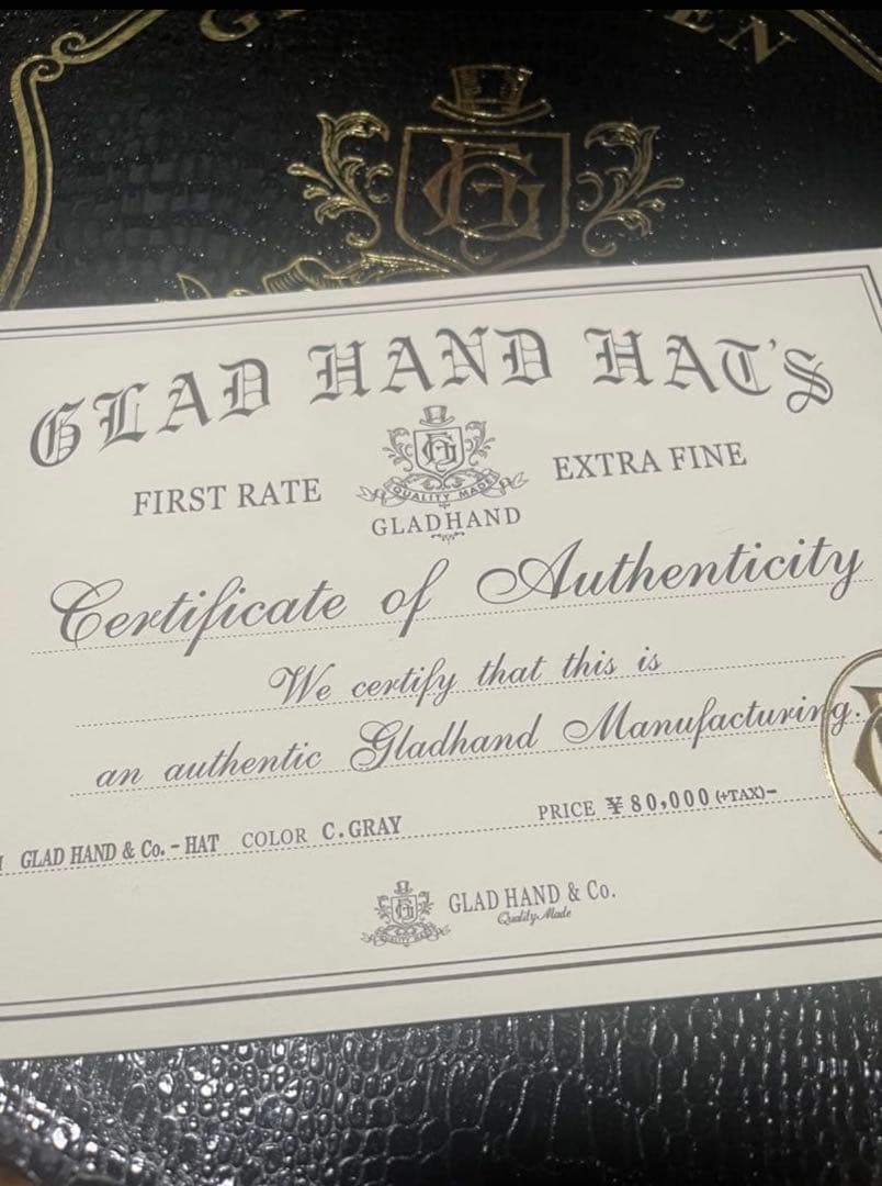 GLAD HAND HATS グレー ハット 認証書付き ビーバーハット